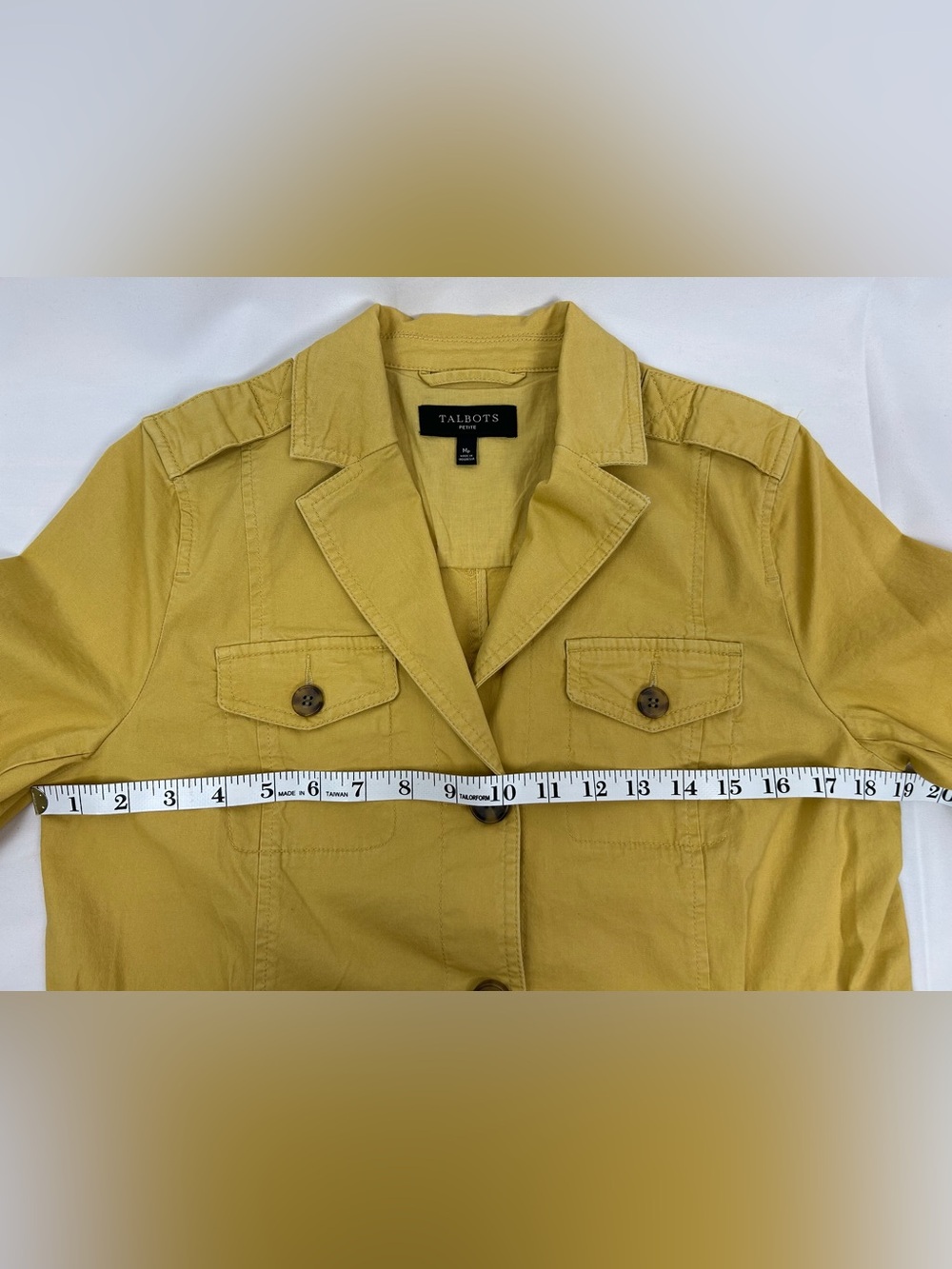 Talbots Stretch Canvas Button Front Lightweight Chore Jacket w/ Drawstring Waist - Picture 9 of 11